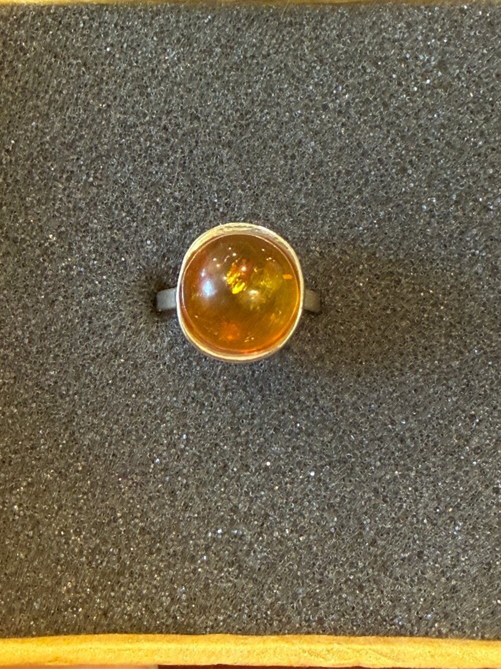 Amber Sterling Silver Ring